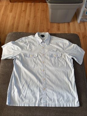Lands' End Pale Blue Short-Sleeve Button-Down Shirt